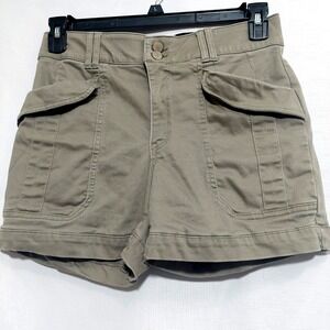 Democracy Womens SZ 6 AB Solution Cargo Shorts Army Green Stretch Zipper Buttons